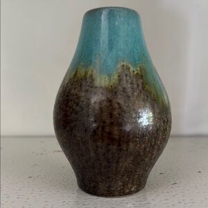 Turquoise and Brown Ceramic Vase